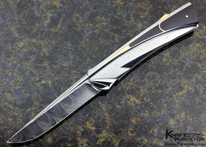 Ken Steigerwalt Custom Knife Damasteel, Pen Shell and 18Kt Gold Lockback