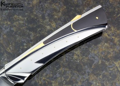 Ken Steigerwalt Custom Knife Damasteel, Pen Shell and 18Kt Gold Lockback - Image 3