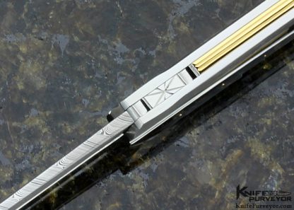 Ken Steigerwalt Custom Knife Damasteel, Pen Shell and 18Kt Gold Lockback - Image 6