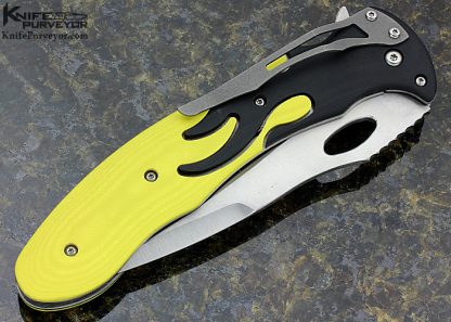 Brad Duncan Custom Knife Yellow & Black G10 Liner Lock Flipper - Image 4