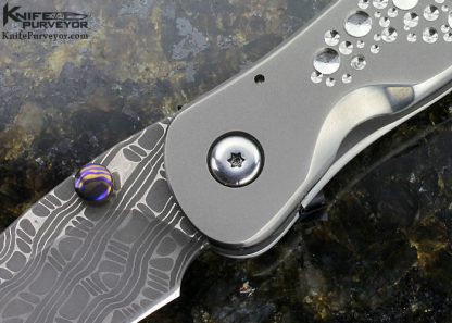 Matt Cuchiarra Custom Knife "Fizzle" Damascus with Stippled Titanium Framelock - Image 2