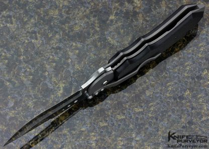 John Kubasek Custom Knife Carbon Fiber with Bead Blasted Titanium Flipper Linerlock - Image 5