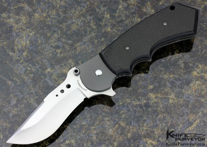 John Kubasek Custom Knife Carbon Fiber with Bead Blasted Titanium Flipper Linerlock