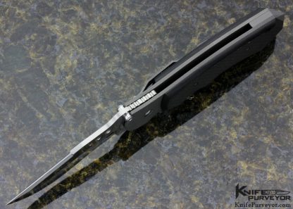 John Kubasek Custom Knife Carbon Fiber with Bead Blasted Titanium Flipper Linerlock - Image 4