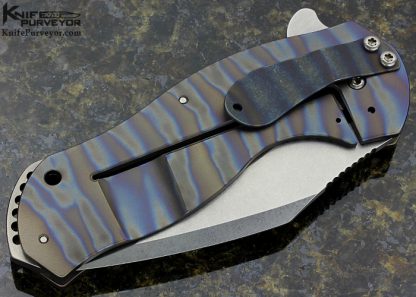 Jim Burke Custom Knife  Large POA "Point of Assault" Heat Colored Titanium Framelock - Image 3