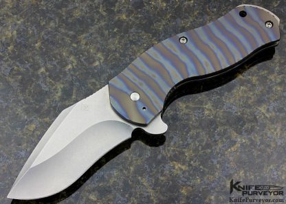 Jim Burke Custom Knife  Large POA "Point of Assault" Heat Colored Titanium Framelock