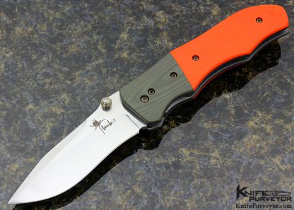 Kirby Lambert Custom Knife "Inferno" Orange & Olive Drab G10 with Bead Blasted Titanium Linerlock