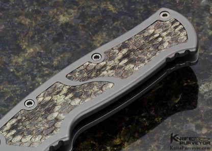 Walter Brend Custom Knife M-2 Auto Marauder "Viper" Titanium with Snakeskin Inlays - Image 3