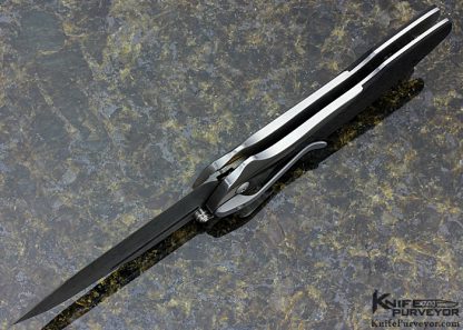 Allen Elishewitz Custom Knife Creedmore Damascus and Carbon Fiber Auto Button Lock - Image 5