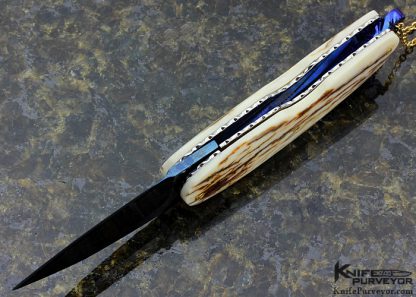 Atillio Morotti Custom Knife with Blued Mosaic Damascus - Image 5