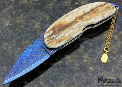 Atillio Morotti Custom Knife with Blued Mosaic Damascus