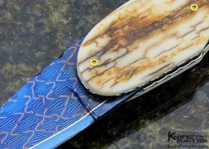 Atillio Morotti Custom Knife with Blued Mosaic Damascus - Image 2