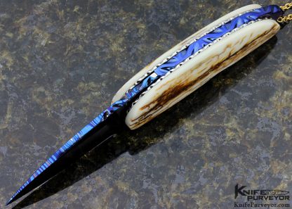 Atillio Morotti Custom Knife with Blued Mosaic Damascus - Image 4