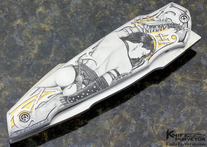 Sergio Consoli Custom Knife Engraved By Vitaly Quaranta Linerlock - Image 4