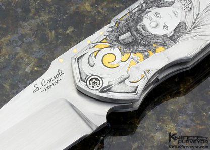 Sergio Consoli Custom Knife Engraved By Vitaly Quaranta Linerlock - Image 2