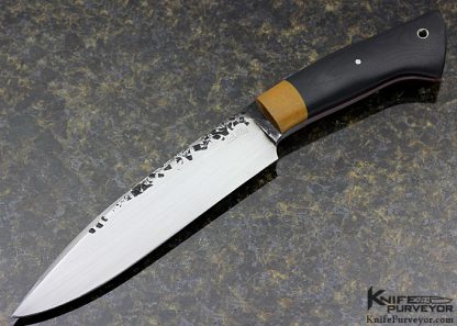 Stephan Fowler Custom Knife Black Canvas Micarta with Yellow Micarta Fittings Fighter