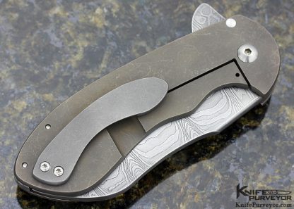 Michael Burch Custom Knife Impetus Damascus IKBS Flipper Frame Lock - Image 4