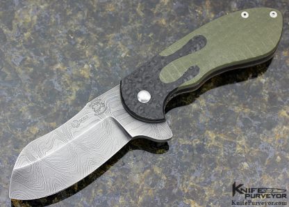 Michael Burch Custom Knife Impetus Damascus IKBS Flipper Frame Lock