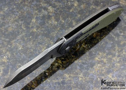 Michael Burch Custom Knife Impetus Damascus IKBS Flipper Frame Lock - Image 5