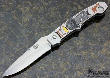 Keith Ouye Custom Knife Engraved by C.J. Cai "Torii" Linerlock