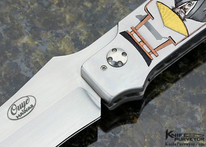 Keith Ouye Custom Knife Engraved by C.J. Cai "Torii" Linerlock - Image 2