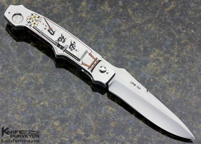 Keith Ouye Custom Knife Engraved by C.J. Cai "Torii" Linerlock - Image 4