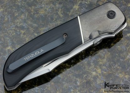 Robert Terzuola Custom Knife Eagle Rock with Black G10, Zirconium and Titanium Linerlock - Image 3