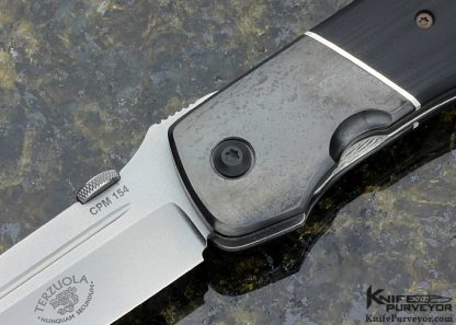 Robert Terzuola Custom Knife Eagle Rock with Black G10, Zirconium and Titanium Linerlock - Image 2