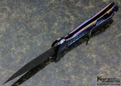 Les George Custom Knife TKI 2014 Chad Nichols Damascus with Mokuti Scales and Clip Frame Lock - Image 6