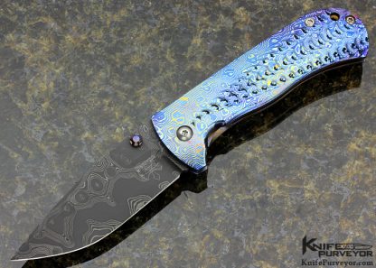 Les George Custom Knife TKI 2014 Chad Nichols Damascus with Mokuti Scales and Clip Frame Lock