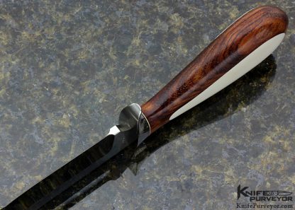 Ray Beers Custom Knife Cocobolo with Sandra Brandy Scrimshawed Mammoth Inlaid Hunter - Image 8