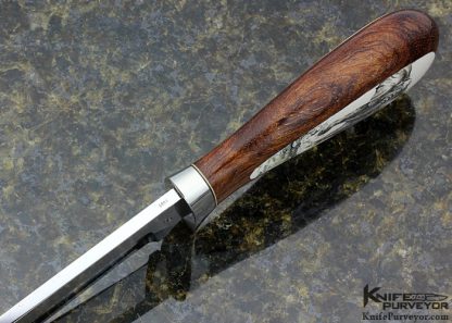 Ray Beers Custom Knife Cocobolo with Sandra Brandy Scrimshawed Mammoth Inlaid Hunter - Image 6