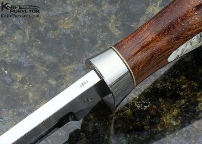 Ray Beers Custom Knife Cocobolo with Sandra Brandy Scrimshawed Mammoth Inlaid Hunter - Image 7