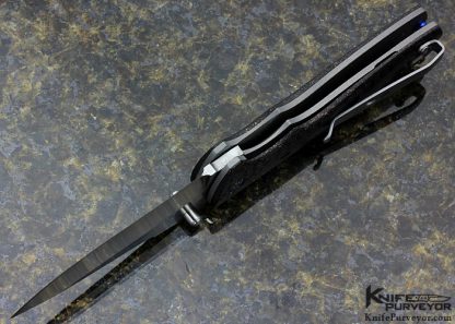 Kirby Lambert Custom Knife Hooligan with Titanium and Lightening Strike Carbon Fiber and Inlay Moonglow Window - Image 5