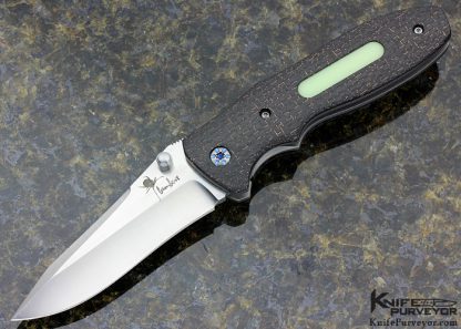 Kirby Lambert Custom Knife Hooligan with Titanium and Lightening Strike Carbon Fiber and Inlay Moonglow Window