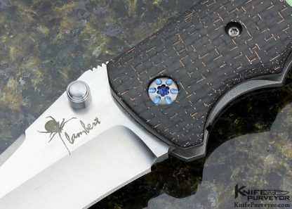 Kirby Lambert Custom Knife Hooligan with Titanium and Lightening Strike Carbon Fiber and Inlay Moonglow Window - Image 2