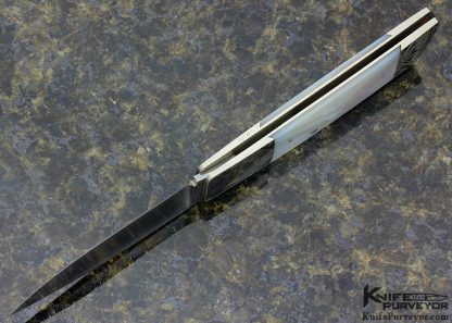 Frank Centofante Custom Knife Mother of Pearl Shell Rear Lock Engraved by Tim George - Image 5