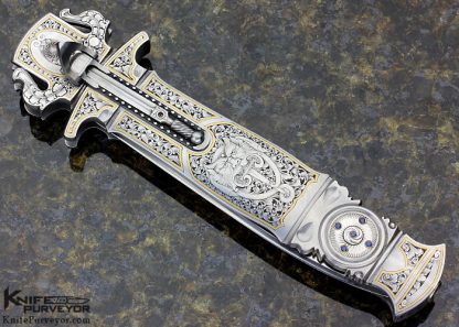 Jack Levin Custom Knife Chris Meyer Engraved Auto Jumbo  Art Dagger - Image 5