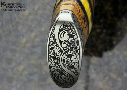 D'Alton Holder Custom Knife Engraved by Bruce Shaw Spalted Maple, Blackwood, Amber - Image 4