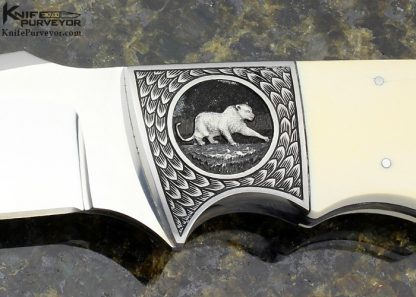 D'Alton Holder Custom Knife Engraved by Bruce Shaw Finger Grooved Puma - Image 2