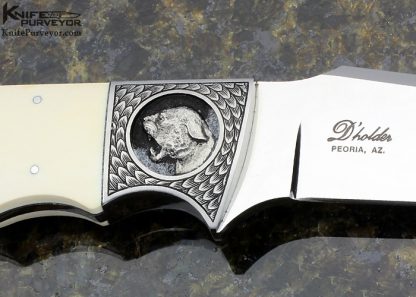 D'Alton Holder Custom Knife Engraved by Bruce Shaw Finger Grooved Puma - Image 3