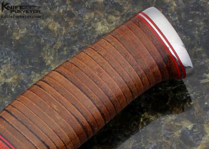 Jerry Hendrix Custom Knife Leather Stacked Handle Fixed Blade - Image 3