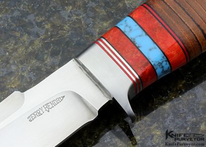 Jerry Hendrix Custom Knife Leather Stacked Handle Fixed Blade - Image 2