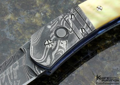 Frank Potter Custom Knife South Sea Gold Lip Pearl & Damascus Button Release Linerlock - Image 2