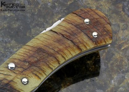 W.D. Pease Custom Knife Rams Horn Lockback Fox and Hound Engraved by Jon Robyn - Image 5