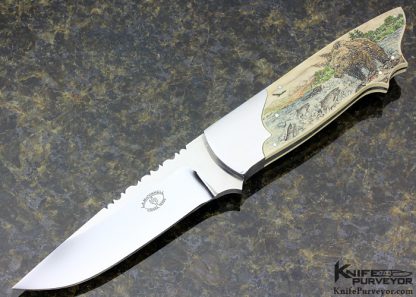 Loyd McConnell Custom Knife Model A Linda Karst Stone Scrimshawed Grizzly Bear