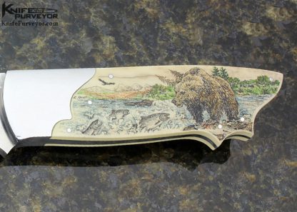 Loyd McConnell Custom Knife Model A Linda Karst Stone Scrimshawed Grizzly Bear - Image 3