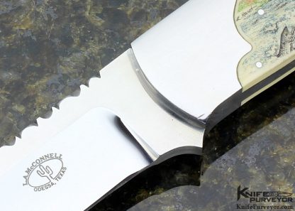 Loyd McConnell Custom Knife Model A Linda Karst Stone Scrimshawed Grizzly Bear - Image 2