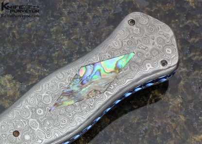 Wayne Whittaker Custom Knife "Cobra" Raindrop Pattern Damascus & Abalone Shell Inlay Linerlock - Image 3