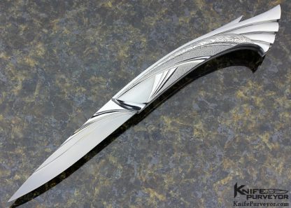 8/20/14 Wolfgang Loerchner Custom Knife Carved & Fluted Damascus Lockback